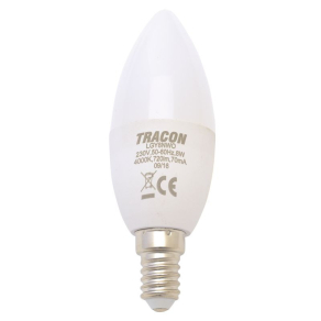   LED gyertya 8W E14 570lm 4000K semleges fehér fényforrás Ra80 230V opál GY8NW Tracon