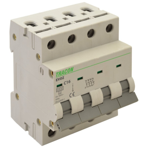 Tracon kismegszakító 4P C 16A 6kA (EVOZ4C16)