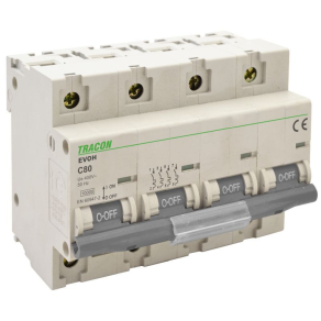 Tracon nagyáramú kismegszakító 4P C 80A 10kA (EVOH480)