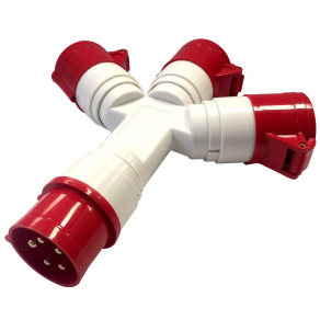   Ipari elosztó-csatlakozóaljzat 16A, IN 1x3P+N+E 6h, OUT 3x3P+N+E 6h IP44 TICS-1025 Tracon