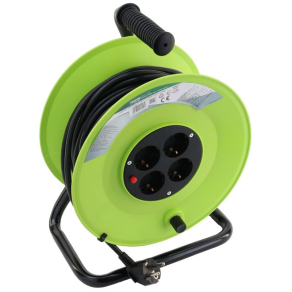   Kábeldobos hosszabbító, fémvázzal 4×SCHUKO, 20m, 250V 16A, 3×1,5mm2, H05VV-F,IP20 KDZ-4/20 Tracon