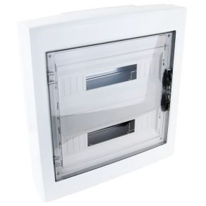   Tracon kiselosztó falonkívüli 2/18 füstszínű ajtóval IP40 sín nélkül, sík ajtóval EDFKS-18/2