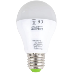   LED fényforrás beépített mozgásérzékelővel 110-240V, 7W, 4000K, E27, 600 lm, LA60M7NW Tracon
