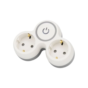   Többférőhelyes kapcsolós átalakító csatlakozó, szürke + fehér 2×SCHUKO TND2-K Tracon