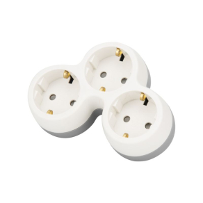   Többférőhelyes átalakító csatlakozó, szürke + fehér 3×SCHUKO TND3 Tracon