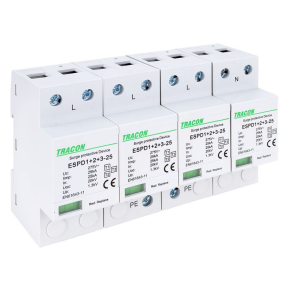   Túlfeszültség levezető T1+T2+T3 AC tipusú egybeépített ESPD1+2+3-25-4P Tracon