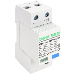   Tracon AC típusú T1+T2 túlfeszültség levezető, cserélhető betéttel - ESPD1+2-12.5-1+1P