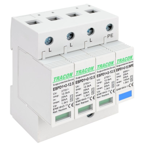   Tracon AC típusú T1+T2 túlfeszültség levezető cserélhető betéttel ESPD1+2-12.5-3+1P