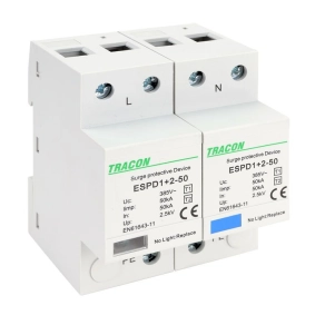   Tracon AC típusú T1+T2 túlfeszültség levezető, egybeépített 50kA 2P+PE 8MOD - ESPD1+2-50-2P