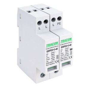   Tracon túlfeszültség levezető T2+T3 egybeépített AC típusú 3+1P Imax40kA ESPD2+3-40-3+1P