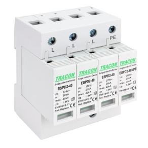   Tracon túlfeszültség levezető T2 AC típusú cserélhető betéttel ESPD2-40-3+1P