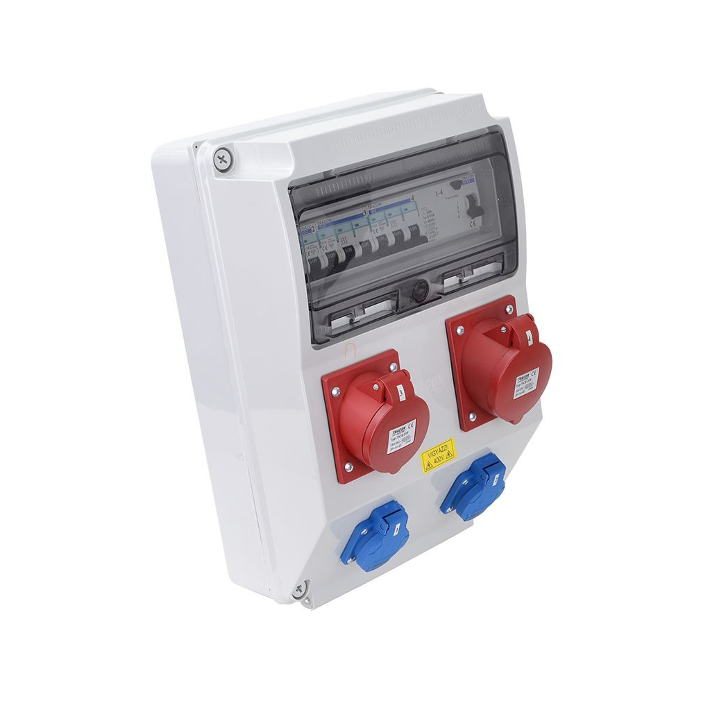 Csatlakozó doboz védelemmel, vezetékezett, 2×SCHUKO+1×32A 5P,+1x16A 5P, TDB12-12MV Tracon