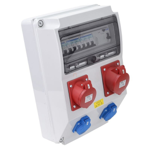   Csatlakozó doboz védelemmel, vezetékezett, 2×SCHUKO+1×32A 5P,+1x16A 5P, TDB12-12MV Tracon