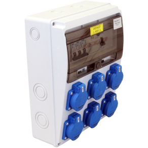   Csatlakozó doboz védelemmel, vezetékezett, készre szerelt 6×SCHUKO TDB14-11MV3 Tracon