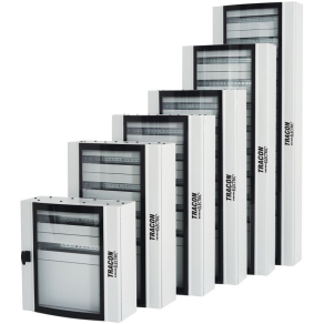   Ívelt biztonsági üvegajtós fém elosztószekrény 264mod. 600×1800×250mm TGE6018025