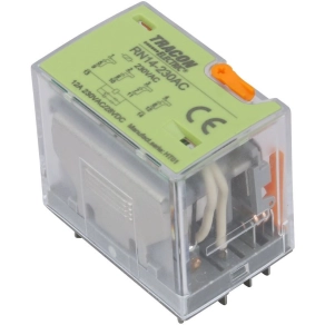   Miniatűr teljesítményrelé tesztgombbal és állapotjelzéssel 12V DC/4×CO RN14-12DC Tracon