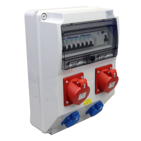   Tracon csatlakozó doboz védelemmel, vezetékezett, készre szerelt RCCB,MCB,Out:2×SCHUKO+2×16A(3P+N+E) TDB15-12MV