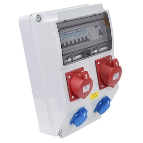   Csatlakozó doboz védelemmel, vezetékezett, 2×FRENCH+1×32A 5Pólus+1×16A 5Pólus, TDB12-12MVSK Tracon