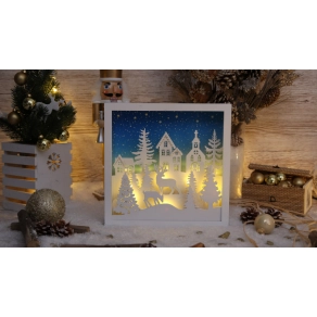   Tracon karácsonyi LED tájkép, fa, elemes Timer 6+18 óra, 12 LED, 3000 K, 2xAA - CHRAFWW