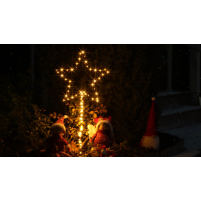   Kerti LED csillag, időzítős, 100LED 3xAA 3000K IP44, 130 cm (az elem nem tartozék) - Tracon CHRSTO100WW