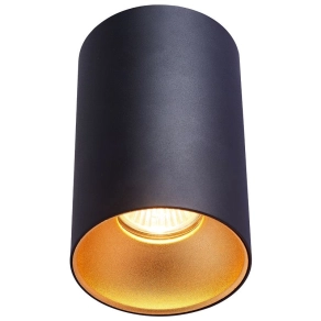   Mennyezeti spot lámpatest, hengeres, fekete, arany 1xGU10, max.35W SPGU10MGB Tracon