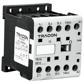   Segédkontaktor 12 A, 5,5 kW, 24 VDC, 3×NO fő+1×NO segéd TR1K1210B4 Tracon