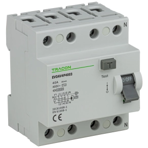   Tracon A típusú áram-védőkapcsoló, 4 pólusú, 63 A, 30 mA, 10 kA - EVOAV4P6303
