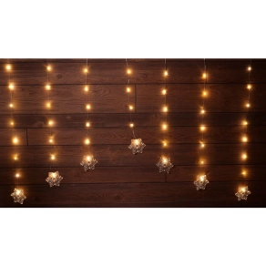   Tracon LED karácsonyi ablakdísz,lánc,hópehely,elemes Timer 6+18h, 47LED, 3000K, 3xAA - CHRWSF47WW