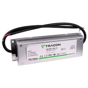   Tracon védett fém házas LED meghajtó 100-240 V AC/12 V DC, 150 W, 0-12,5 A, IP67 - LDCVIP-150-12