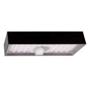   Tracon napelemes LED világítótest mozgásérzékelővel, fekete 6W, 4000K, 900lm, IP65, 3,7V, 3Ah - LSBB6W
