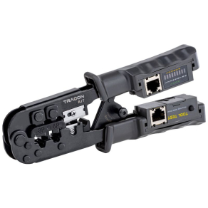   Vágó- ,csupaszító- és présszerszám teszterrel RJ45, RJ11, RJ12 RJT Tracon