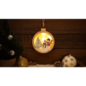   Tracon LED karácsonyi ablakdísz, hóember, kör, elemes Timer 6+18h, 5LED, 3000K, 2xAAA - CHRHCSN5WW