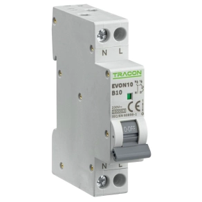   Kismegszakító, 1+N pólus, B karakterisztika 10kA 10A EVON10B10 Tracon