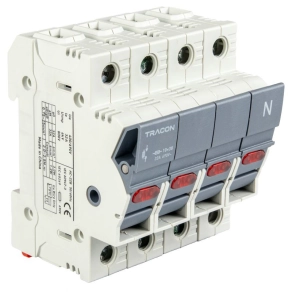   Szakaszolókapcsoló-biztosító hengeres biztosítóhoz 32A 10x38mm maszkolható CFBL3P+N32 Tracon
