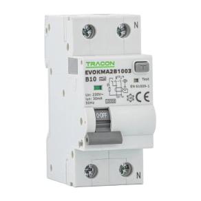  Tracon kombinált védőkapcsoló 2C 16 A 100 mA 2 modul 10 kA - EVOKMA2C161