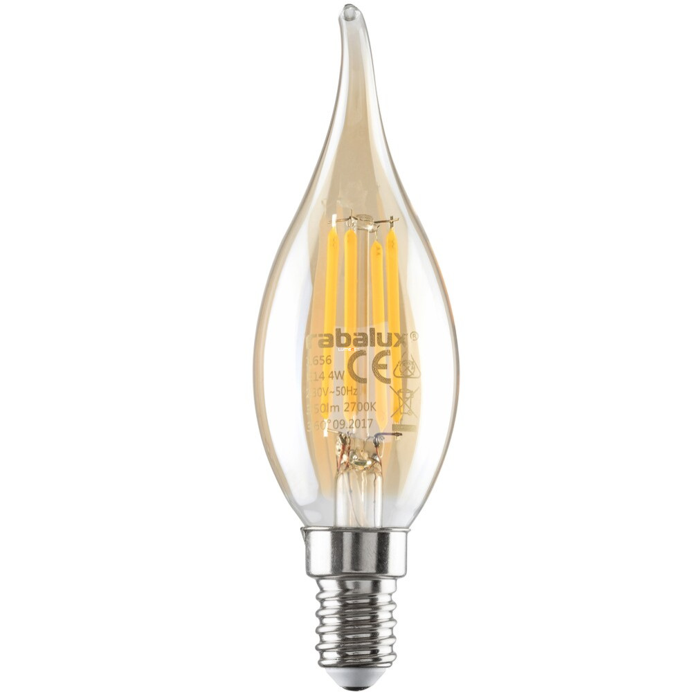 Borostyánszínű E14 filament LED 4,2 W, hidegfehér