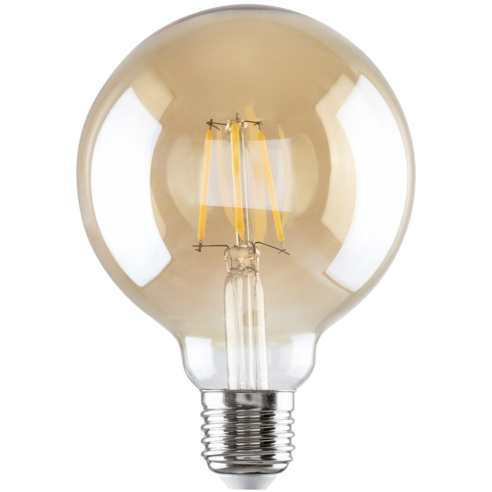 Borostyánszínű E27 filament LED 5,4 W, melegfehér