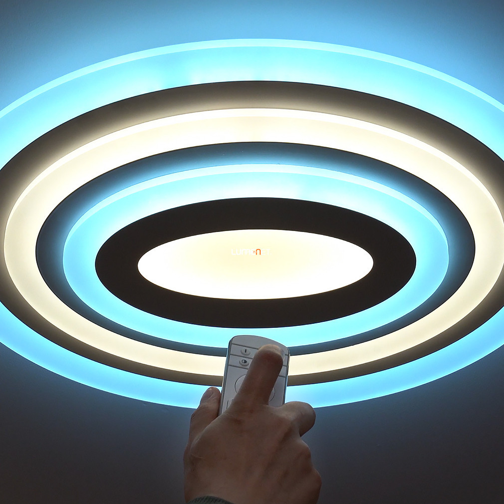 Bontott csomagolású Ellipszis gyűrűs mennyezeti LED lámpa távirányítóval, hidegfehér/melegfehér (Taneli)