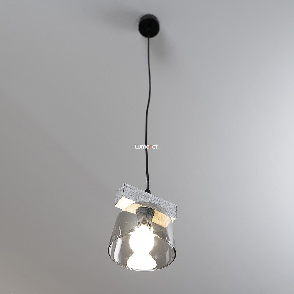 Függesztett üvegbúrás lámpa, ezüst tölgyszínű (Cardamom)