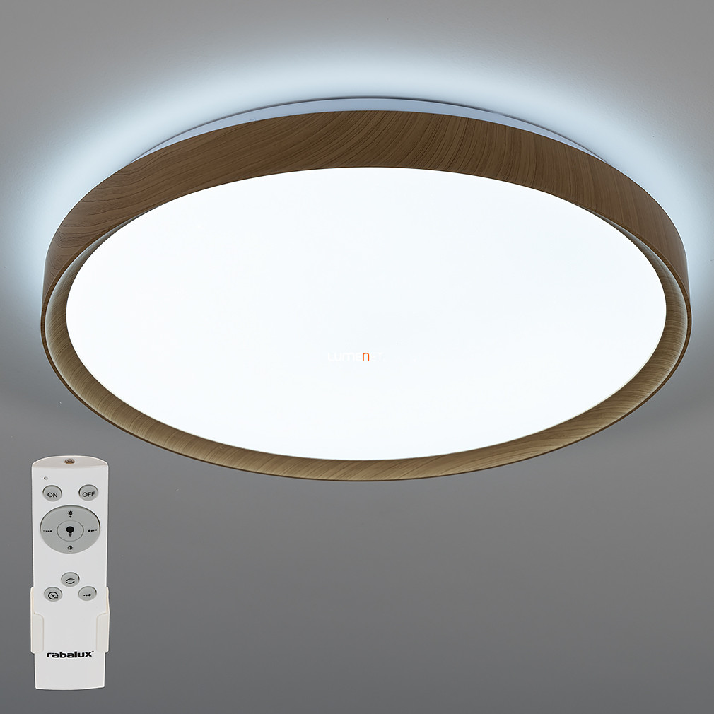 Távirányítós mennyezeti LED lámpa, fa hatású kerettel (Sherwood)