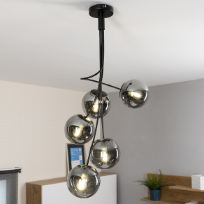   Függesztett lámpa füstszínű üveggömbökkel - Glory Rábalux 3508