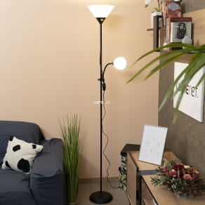   Mennyezetvilágító állólámpa olvasókarral, 178 cm - Action Rábalux 4062, zsinórkapcsoló, 1xE27+1xE14 foglalattal