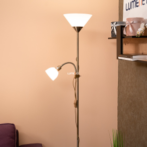   Bronz mennyezetvilágító lámpa olvasókarral, 178 cm - Action Rábalux 4065, zsinórkapcsoló, 1xE27+1xE14 foglalattal