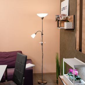   Mennyezetvilágító állólámpa olvasókarral, 178 cm - Diana Rábalux 4067, zsinórkapcsoló, üveg, 1xE27+1xE14 foglalattal