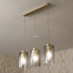   Füstszínű függesztett lámpa arany textilkábellel, 3 foglalattal - Sheila Rábalux 5229