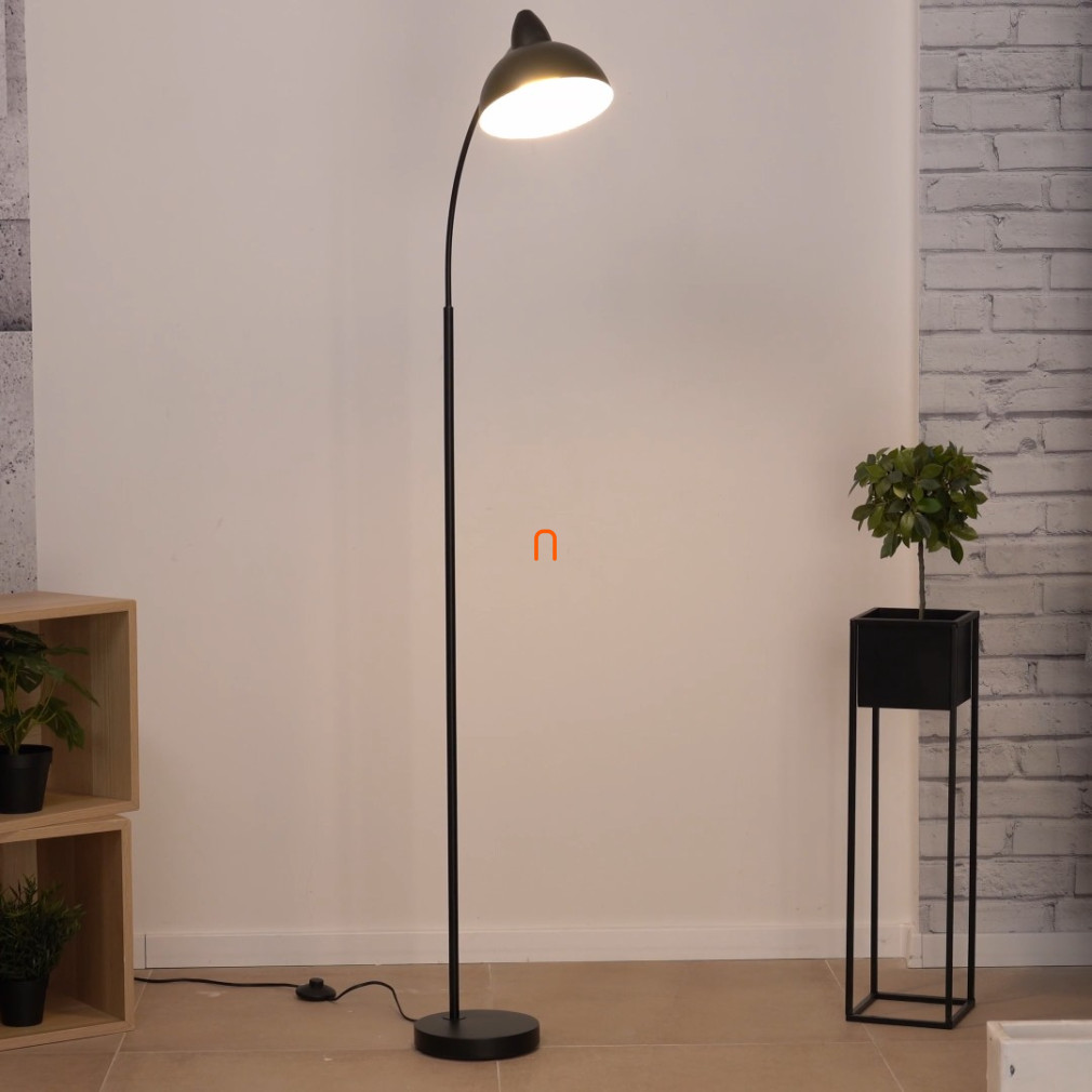 Állólámpa, fekete, 158 cm - Daron Rábalux 5240, talpkapcsoló, 1xE27 foglalattal