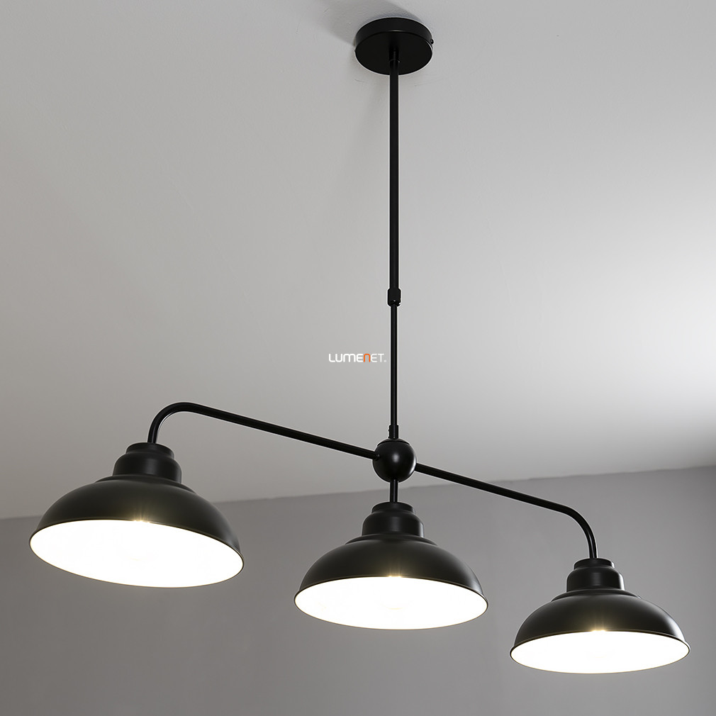 Fekete függesztett lámpa loft stílusban 3 foglalattal (Dragan)