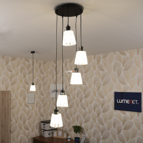   Függesztett lámpa 5 foglalattal, mintás üveg - Jarina Rábalux 5334