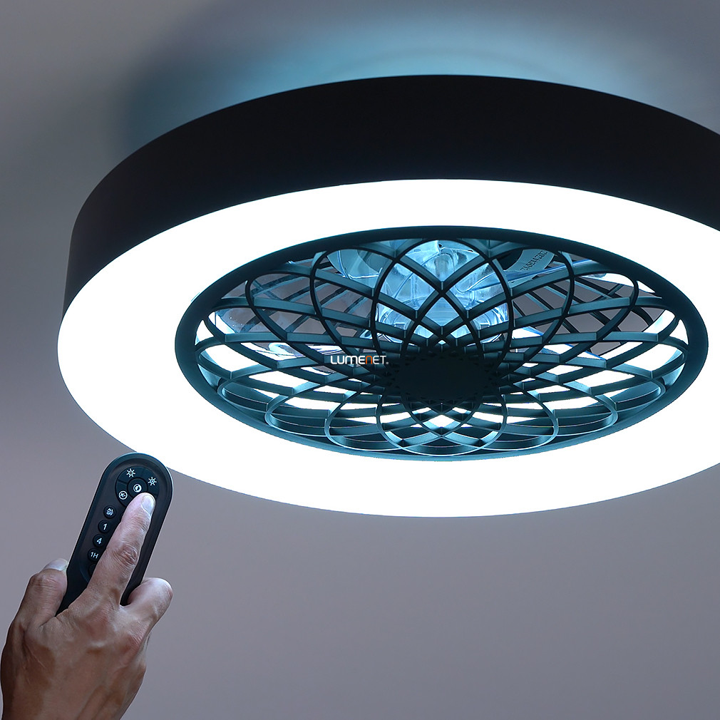 Távirányítós, ventilátoros mennyezeti LED lámpa, mandala mintás (Adonias)