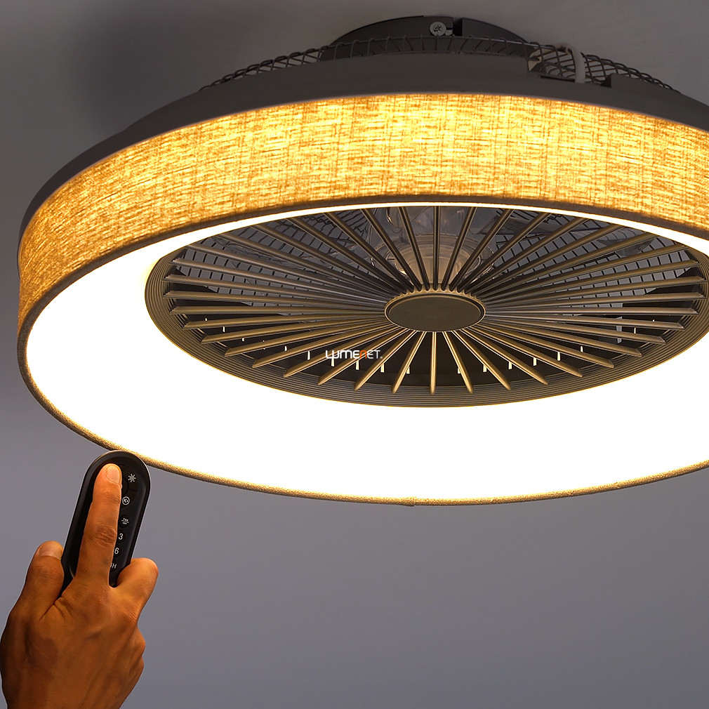Ventilátoros mennyezeti LED lámpa távirányítóval, natúr hatású (Benicio)